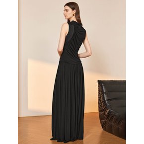 YY_Pleated long skirt_BLACK