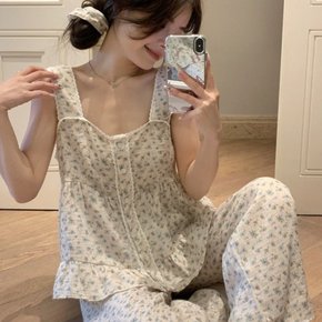 나시 민소매 플라워 수면 잠옷 파자마 세트