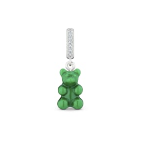 NOSTALGIA BEAR-VEGAN-PAVE CONNECTOR SILVER 노스텔지아 베어 파베 비건 실버 펜던트 참