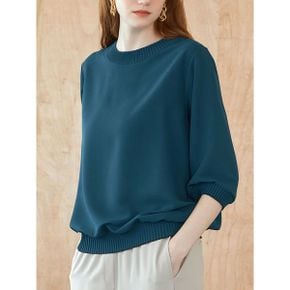 라인포인트 플리츠 라운드넥 7부 블라우스 긴팔출시_P325632036