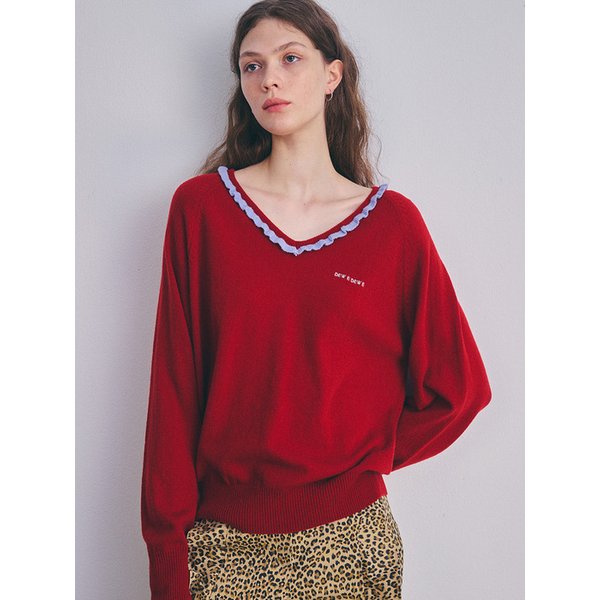 [3차 리오더] 프릴 라인 니트_와인