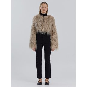 GLORY SHORT crop fur jacket [white pepper]