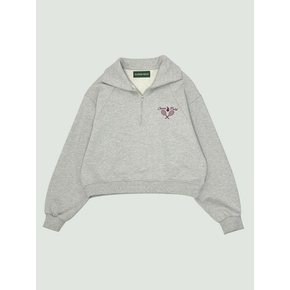 High Neck Half Zip Up Overfit Lettering Sweatshirt_Gray