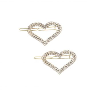 이스퀘어 4747464 Ettika Set of 2 Crystal Heart Barrettes