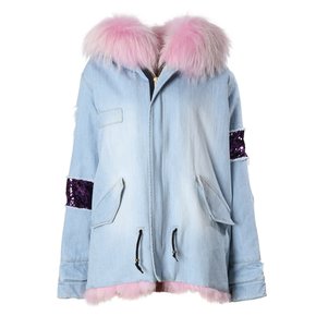 [IMZU] 폭스 숏 파카 Purple pink & light denim / I009FXPK500412773