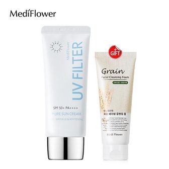 메디플라워 유브이 필터 퓨어 무기자차 선크림 50ml+곡물 클렌징폼 150ml