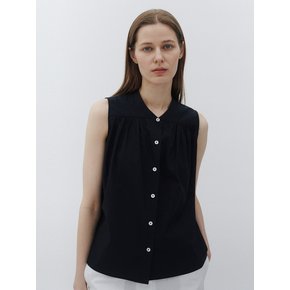 Shirring sleeveless shirt (Black)