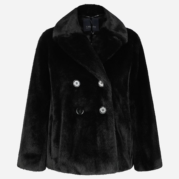 [시흥점] 5F 2529456013600 003 로라 퍼 더블 브레스티드 코트 블랙