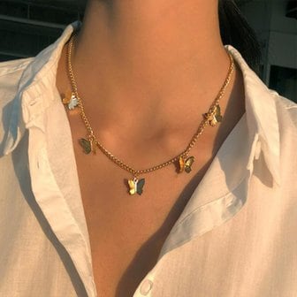  [옷자락] 여자 러블리 큐티 나비 데일리 포인트 목걸이