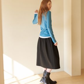 Shirring Flare Skirt Black