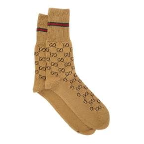 Beige Socks with GG All Over Pattern in Cotton for Men 5722664G0569866