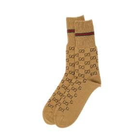 Beige Socks with GG All Over Pattern in Cotton for Men 5722664G0569866