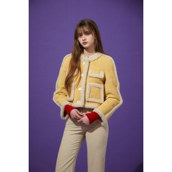 JOHNNY HATES JAZZ ECO FUR CROP JACKET - YELLOW (JF23-J012-YE)