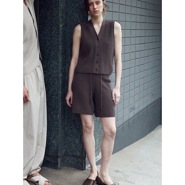 Cotton linen shorts_Wood