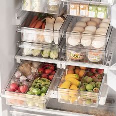 냉장고 정리함 슬라이드 수납함 과일 야채 계란 냉동실 용기 트레이 칸막이 8칸 N155