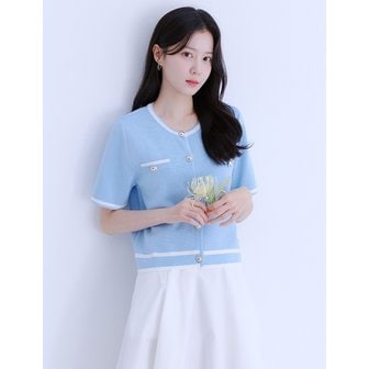 로엠 배색 반팔 가디건(2colors)_RMCKE26RT9