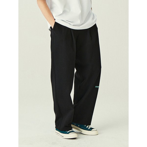 원턱와이드밴딩팬츠