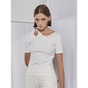 Shoulder Ribbon T-shirt (White)