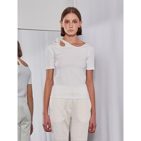 Shoulder Ribbon T-shirt (White)