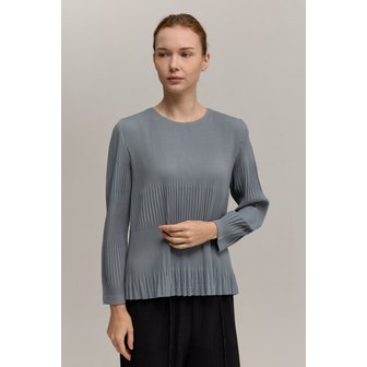 신세계라이브쇼핑 [플리츠미] 커브드 보트넥 플리츠 티셔츠_PPTSW025007