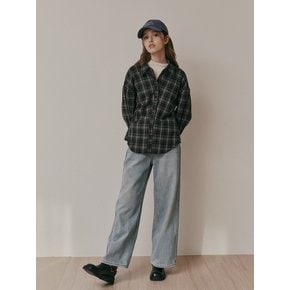 AR_Plaid shirring waist shirt_BLACK