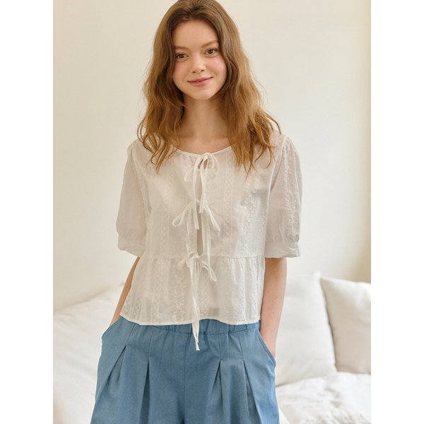 리본 레이스업 블라우스&나시 SET (TKBAF1466)