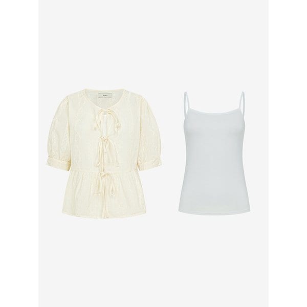 리본 레이스업 블라우스&나시 SET (TKBAF1466)