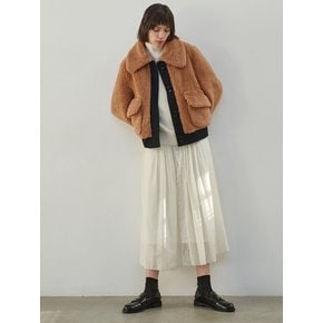 CAPE COLLOR DUMBLE FUR JACKET_CAMEL