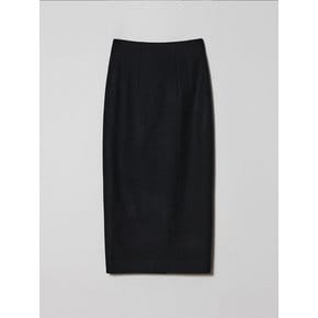 Back buttoned wool skirt (Black)