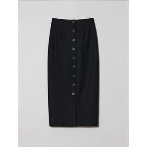 Back buttoned wool skirt (Black)