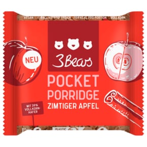 쓰리베어즈 3Bears 오트밀 바 Pocket Porridge 시나몬 애플 55g