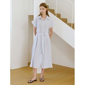 스트라이프 벨티드 롱 셔츠 원피스 NQ2OW045L0_P428319837