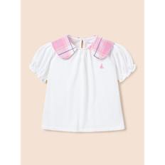 *시즌오프30%*[BEANPOLE KIDS] 여아 헤릿체크 배색 피케 티셔츠  화이트 (BI4342G041)