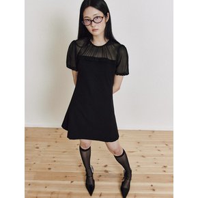 Sheer Ribbon Line Dress_black