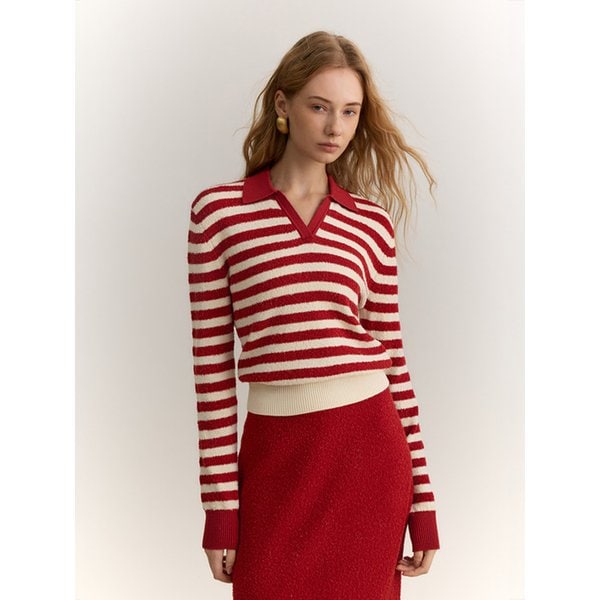 YY_Red and white striped knit