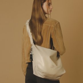 Leather 2way shirring hobo bag _ Beige gray