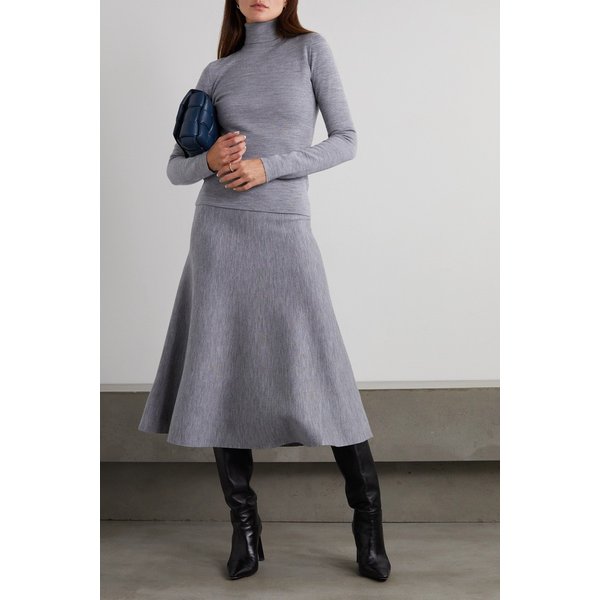 프레디 울 캐시미어 실크 혼방 미디 스커트 그레이 1647597289527982