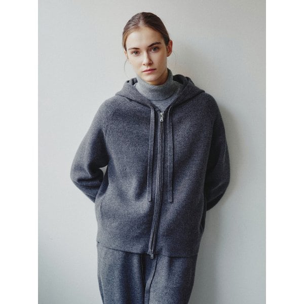 소마 메리노울 후드 집업 차콜