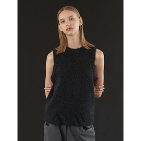 Y wool knit vest in charcoal