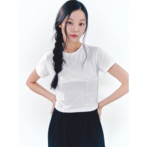 Heart Logo Shirring Detail Top Ivory