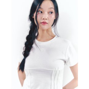 Heart Logo Shirring Detail Top Ivory