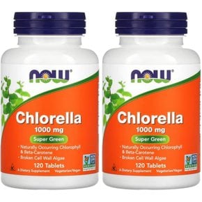 나우푸드 클로렐라 Chlorella 1000mg 120정 2개
