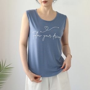 하트 스판 나시 티셔츠 /여름 라운드넥 데일리