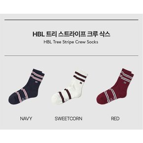 남녀공용 HBL 트리 스트라이프 크루 삭스 UP423CSCO1NAV