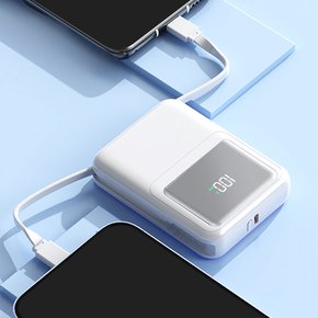 [티아그 허브원] 3WAY 와이어형 보조배터리 10,000mAh 기내반입 미니 가벼운 충전기 MC001Y