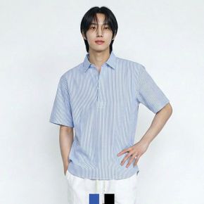 남성 스트라이프 헨리넥 시어서커 루즈반팔셔츠 GFA 1009176_P428688319
