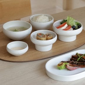순수무광 Solo set 공기대접 디자인선택 오목/도토리 (7pcs)