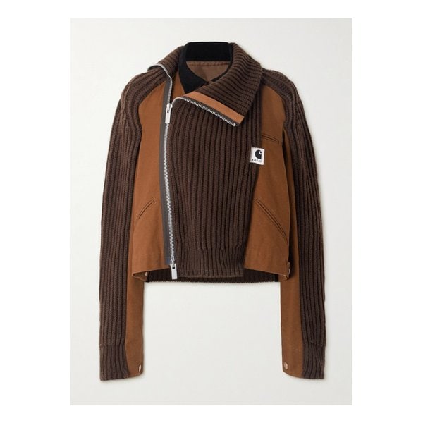 어나시메트릭 리브 울 블렌드 코튼 캔버스 가디건 46376663162869267