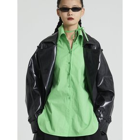 STRAP OVERSIZED COTTON SHIRT GREEN