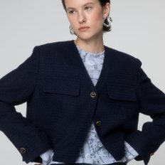 Button Tweed Jacket in Navy VW2AJ090-23